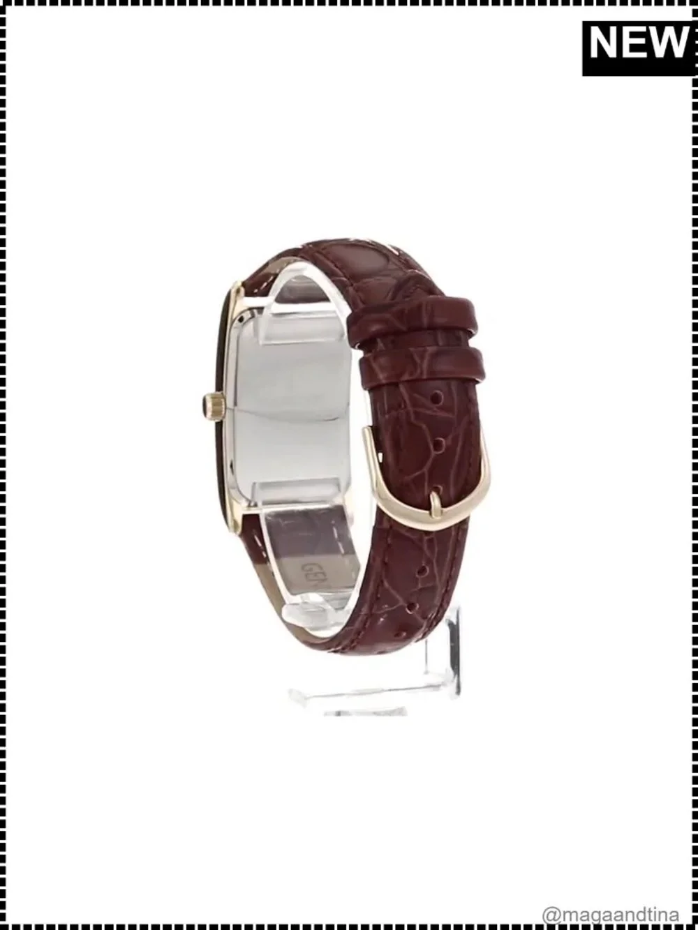 Men's 1930s Tank Watch 14K Gold Plated Alligator Leather Strap